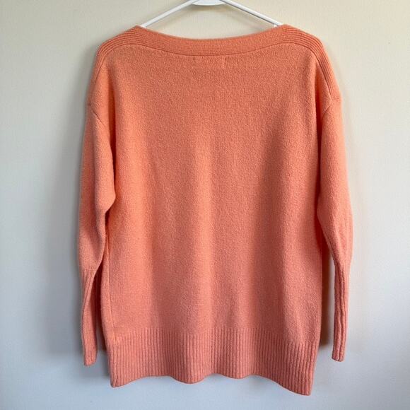 Anthropologie Wool Blend Boat Neck Sweater Peach Pink Size XS Oversized - Picture 2 of 12
